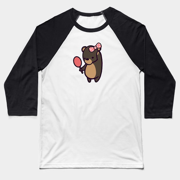 Cute Bear Bow Baseball T-Shirt by ThumboArtBumbo